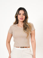 Blusa Ribbed Beige | Tejido Premium Acanalado