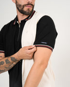 Polo Masculino Manga Corta | Algodón Premium Color Block Negro y Blanco