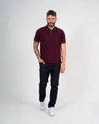 Polo Masculino Manga Corta | Algodón Premium Burdeos Textured con Ribete