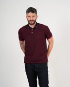 Polo Masculino Manga Corta | Algodón Premium Burdeos Textured con Ribete
