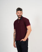 Polo Masculino Manga Corta | Algodón Premium Burdeos Textured con Ribete