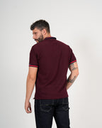 Polo Masculino Manga Corta | Algodón Premium Burdeos Textured con Ribete