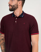 Polo Masculino Manga Corta | Algodón Premium Burdeos Textured con Ribete