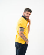 Polo Masculino Manga Corta | Algodón Premium Amarillo con Cuello Marino