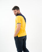 Polo Masculino Manga Corta | Algodón Premium Color Block Amarillo y Marino