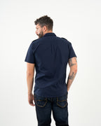 Camisa Masculina Manga Corta | Algodón Premium Azul Marino con Bolsillos