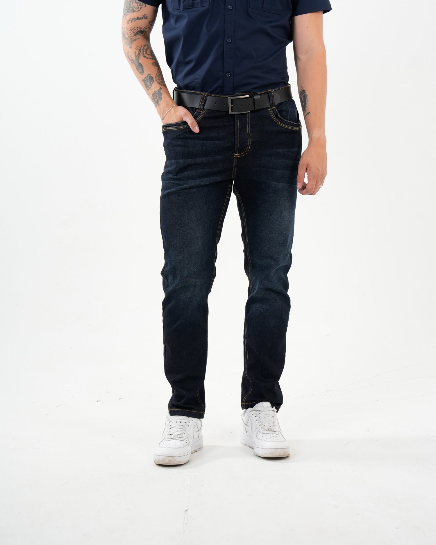 Jean Masculino Straight Fit | Denim Premium Azul Oscuro Clásico