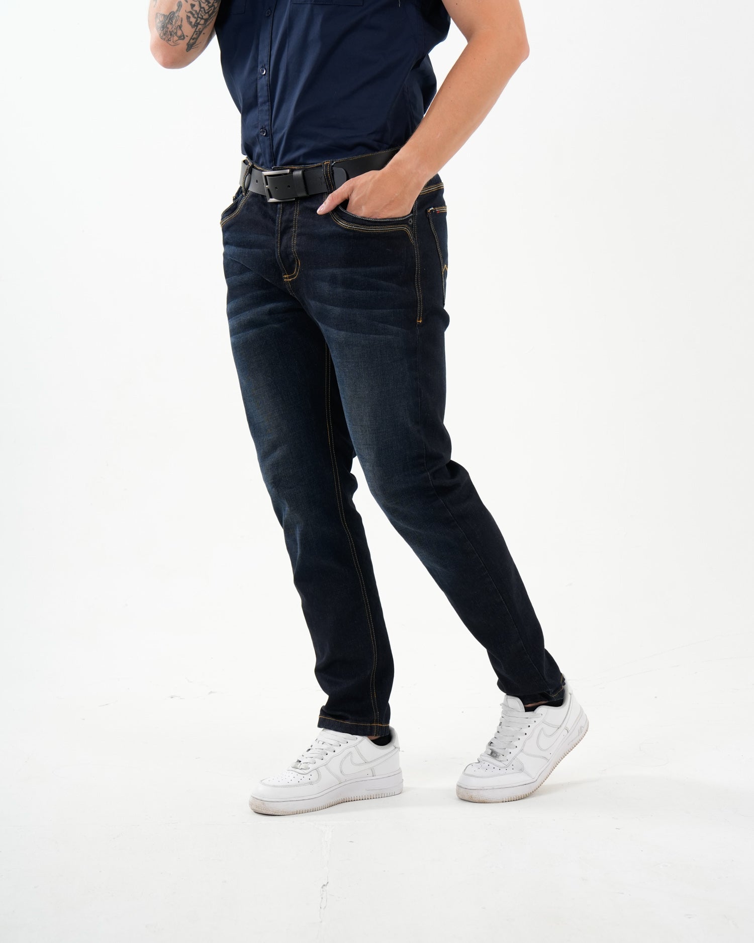 Jean Masculino Straight Fit | Denim Premium Azul Oscuro Clásico