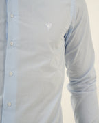 Camisa Masculina Manga Larga | Algodón Premium Azul Claro a Rayas