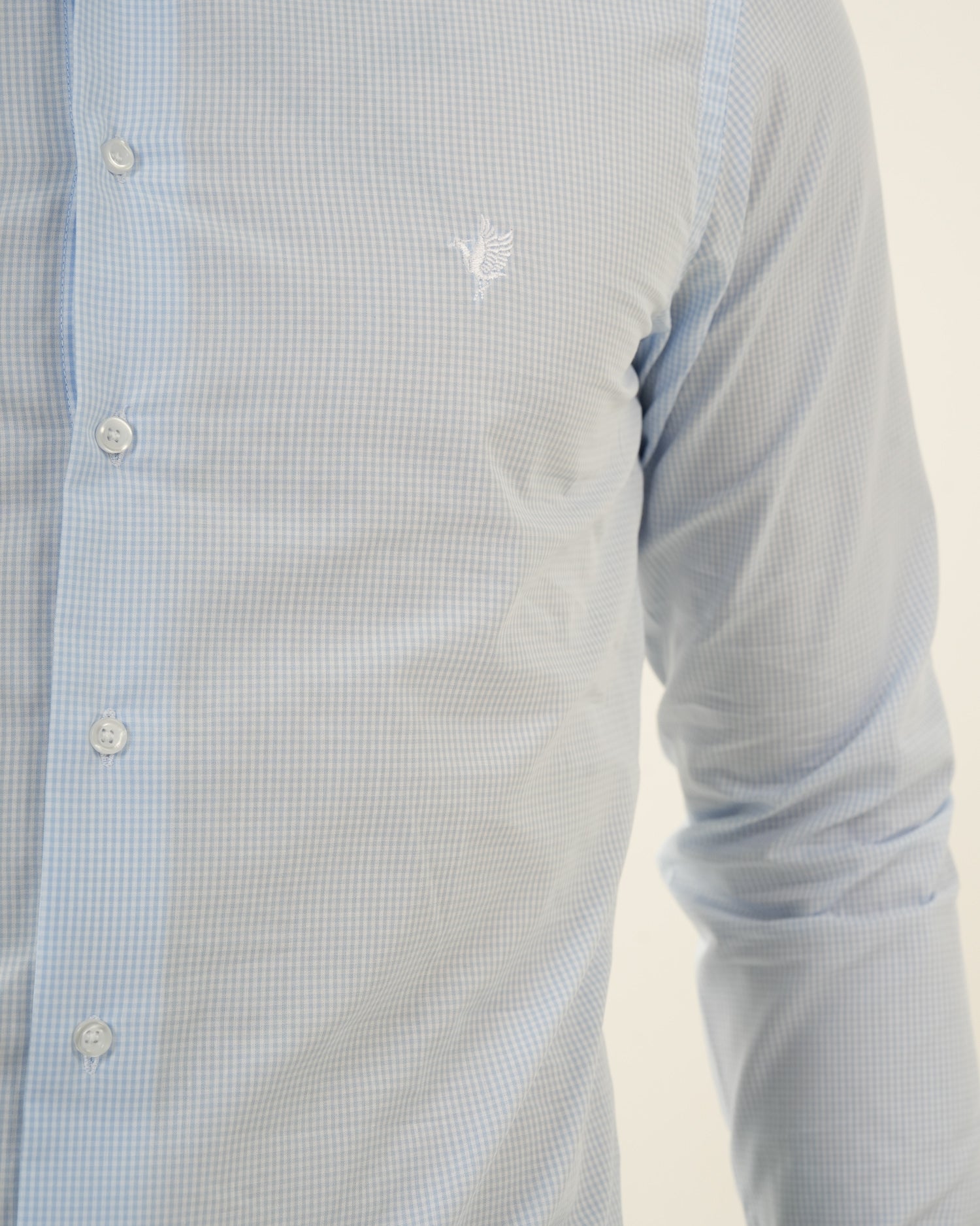 Camisa Masculina Manga Larga | Algodón Premium Azul Claro a Rayas
