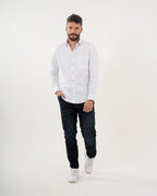 Camisa Masculina Manga Larga | Algodón Premium Blanca Clásica
