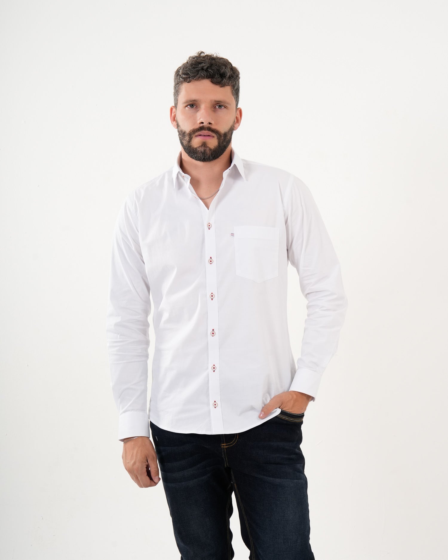 Camisa Masculina Manga Larga | Algodón Premium Blanca Clásica