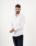 Camisa Masculina Manga Larga | Algodón Premium Blanca Clásica