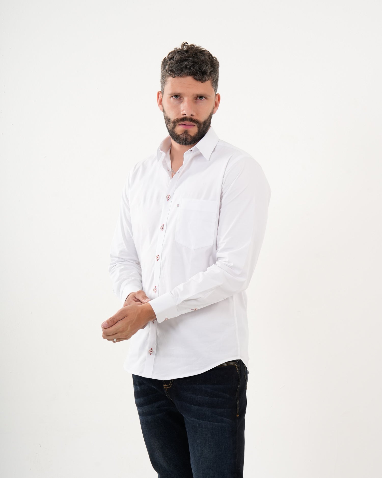 Camisa Masculina Manga Larga | Algodón Premium Blanca Clásica