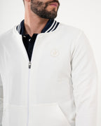 Chaqueta Masculina Deportiva | Algodón Premium Blanca con Ribete Marino
