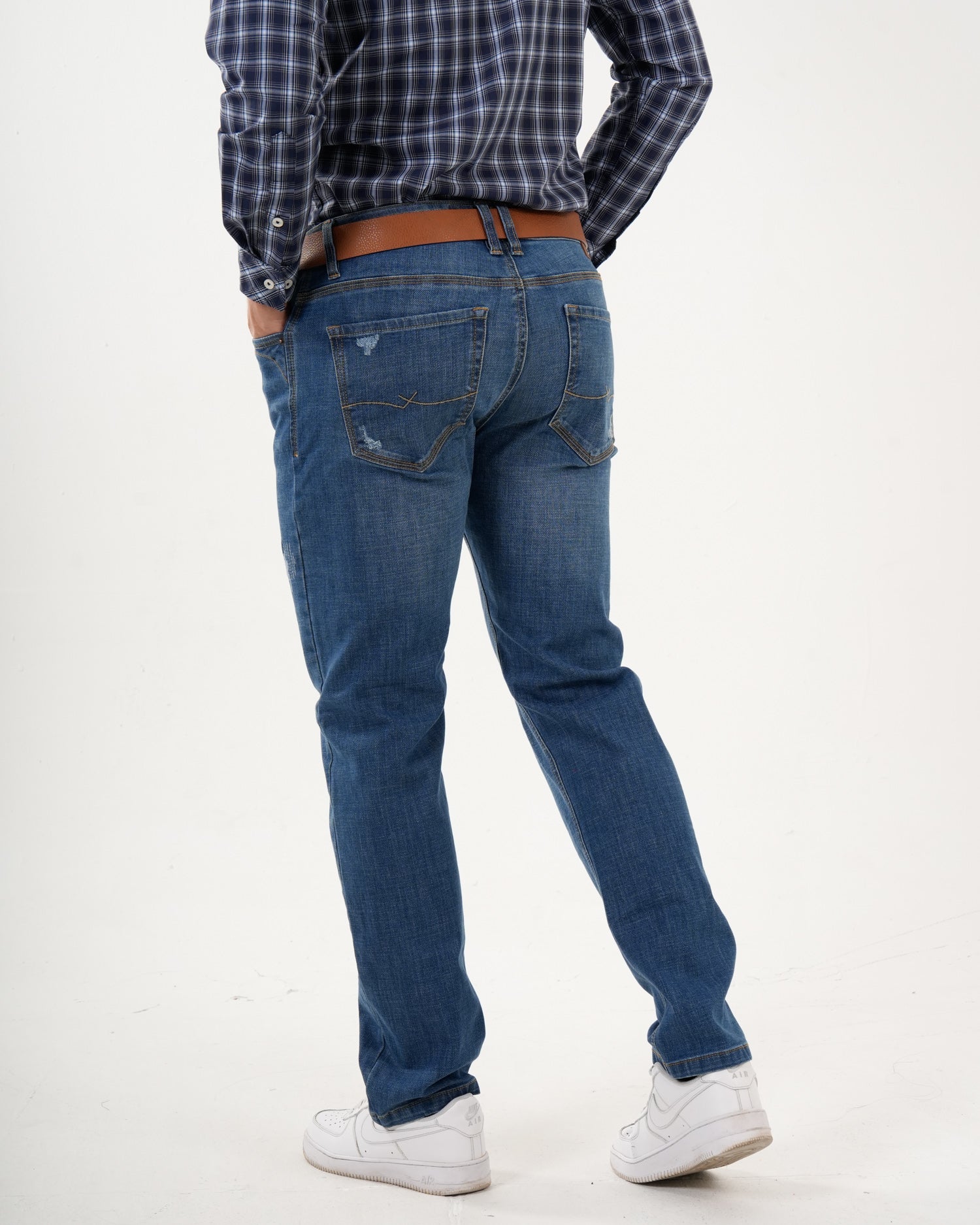 Jean Masculino Straight Fit | Denim Premium Azul Medio con Rotos