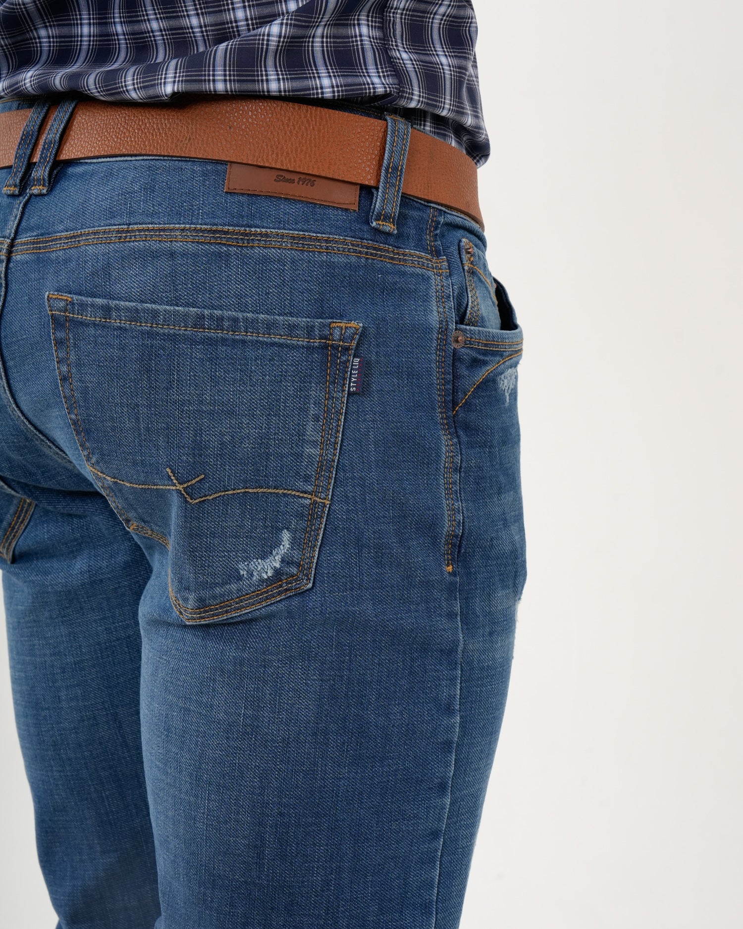 Jean Masculino Straight Fit | Denim Premium Azul Medio con Rotos