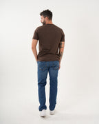 Camiseta Masculina Manga Corta | Algodón Premium Marrón Chocolate Escote V