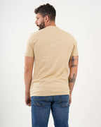 Camiseta Masculina Manga Corta | Algodón Premium Beige Claro Escote V