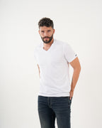 Camiseta Masculina Manga Corta | Algodón Premium Blanca Escote V