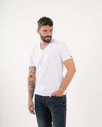 Camiseta Masculina Manga Corta | Algodón Premium Blanca Escote V