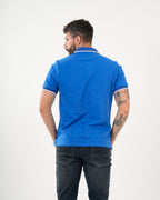 Polo Masculino Manga Corta | Algodón Premium Azul Real con Ribete Blanco