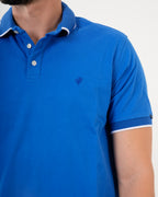 Polo Masculino Manga Corta | Algodón Premium Azul Real con Ribete Blanco