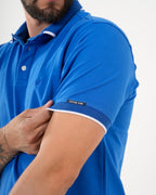 Polo Masculino Manga Corta | Algodón Premium Azul Real con Ribete Blanco