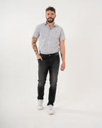 Jean Masculino Slim Fit | Denim Premium Negro Oscuro con Rotos