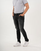 Jean Masculino Slim Fit | Denim Premium Negro Oscuro con Rotos