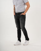 Jean Masculino Slim Fit | Denim Premium Negro Oscuro con Rotos