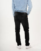 Jean Masculino Straight Fit | Denim Premium Negro con Rotos Estratégicos