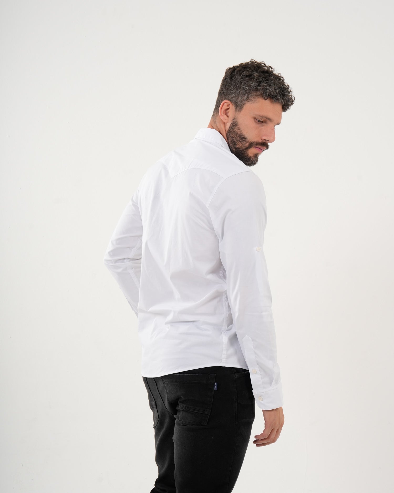 Camisa Masculina Manga Larga | Algodón Premium Blanca con Bolsillos Funcionales