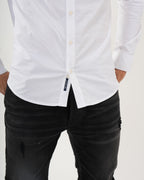 Camisa Masculina Manga Larga | Algodón Premium Blanca con Bolsillos Funcionales