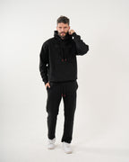 Sudadera Masculina Hoodie | Algodón Premium Negro con Logo Bordado
