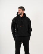 Sudadera Masculina Hoodie | Algodón Premium Negro con Logo Bordado