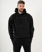 Sudadera Masculina Hoodie | Algodón Premium Negro con Logo Bordado