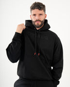 Sudadera Masculina Hoodie | Algodón Premium Negro con Logo Bordado