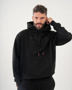 Sudadera Masculina Hoodie | Algodón Premium Negro con Logo Bordado