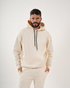 Sudadera Masculina | Algodón Premium Crema con Capucha
