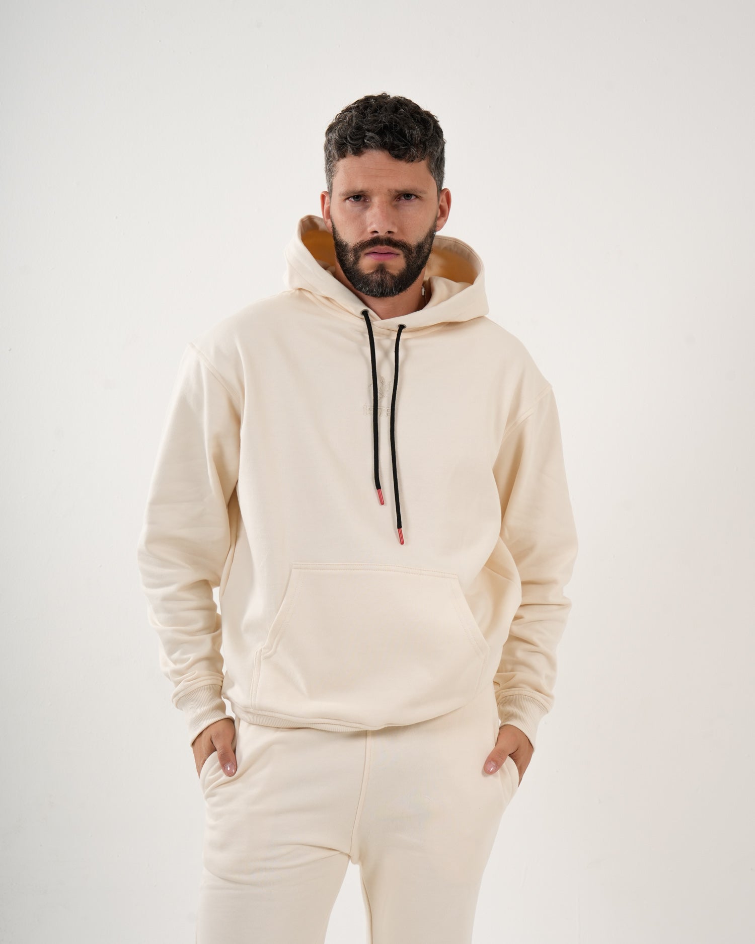 Sudadera Masculina | Algodón Premium Crema con Capucha
