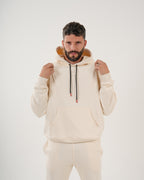 Sudadera Masculina | Algodón Premium Crema con Capucha