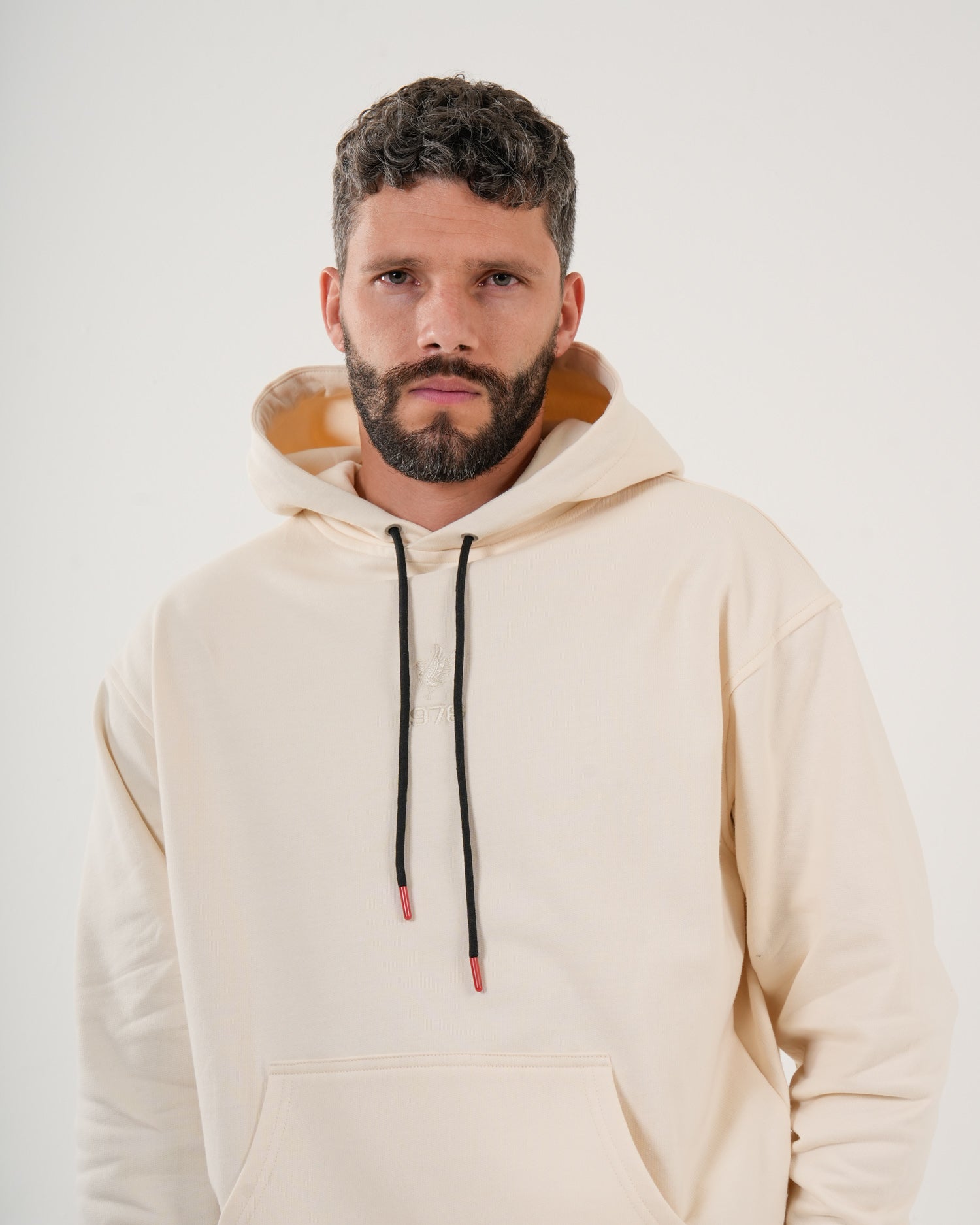 Sudadera Masculina | Algodón Premium Crema con Capucha