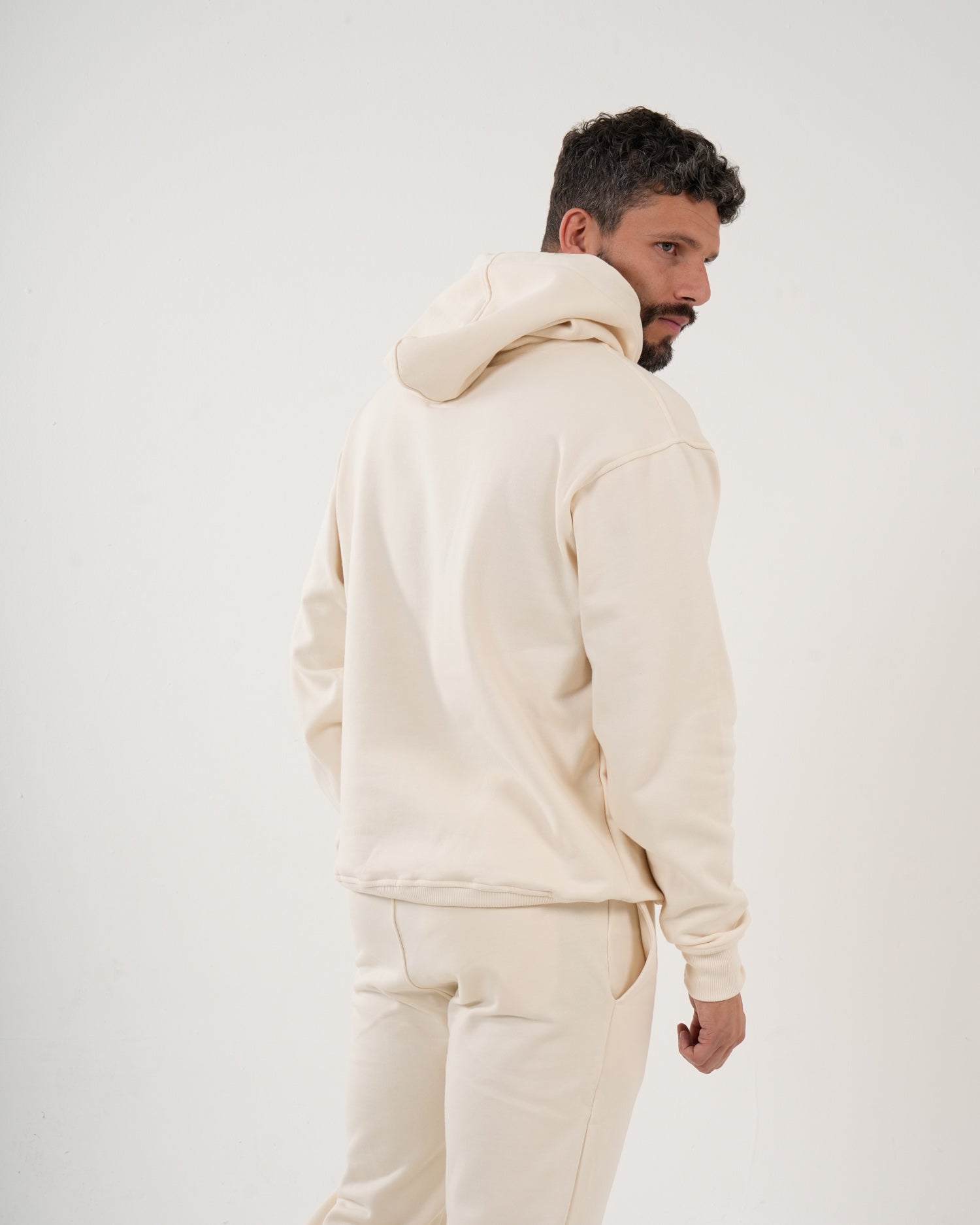 Sudadera Masculina | Algodón Premium Crema con Capucha