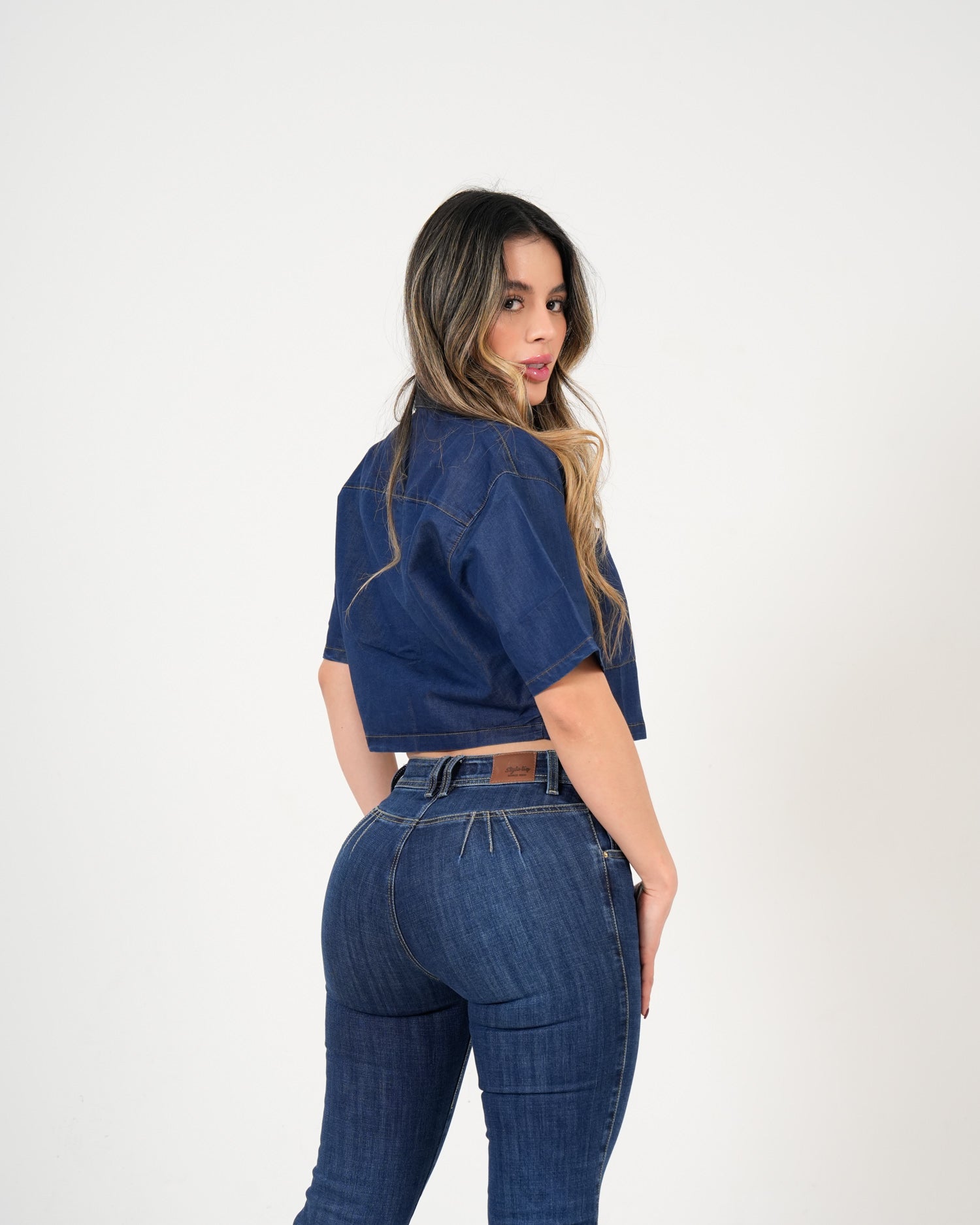 Camisa Crop Denim Azul | Diseño Premium Cropped