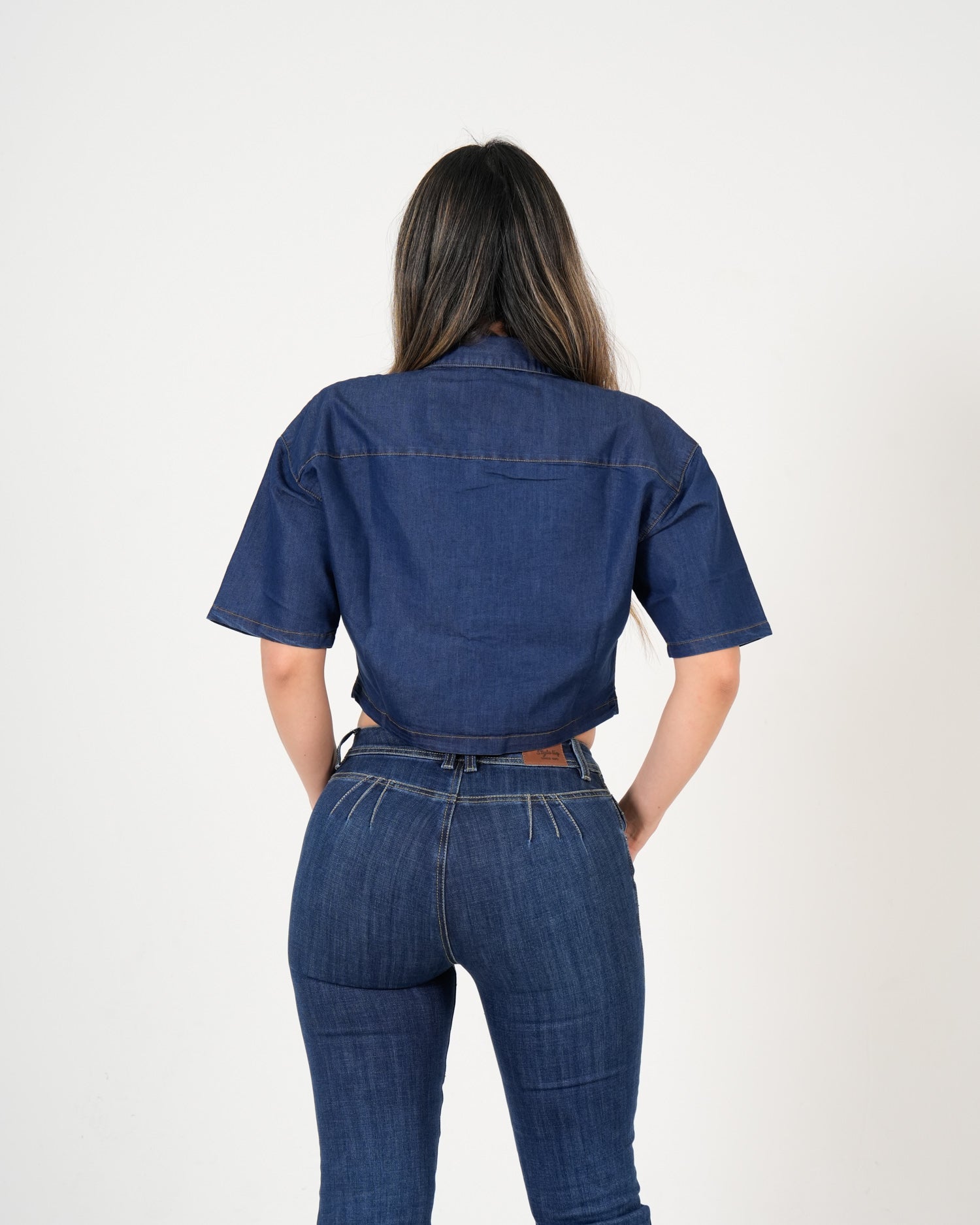 Camisa Crop Denim Azul | Diseño Premium Cropped