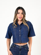 Camisa Crop Denim Azul | Diseño Premium Cropped