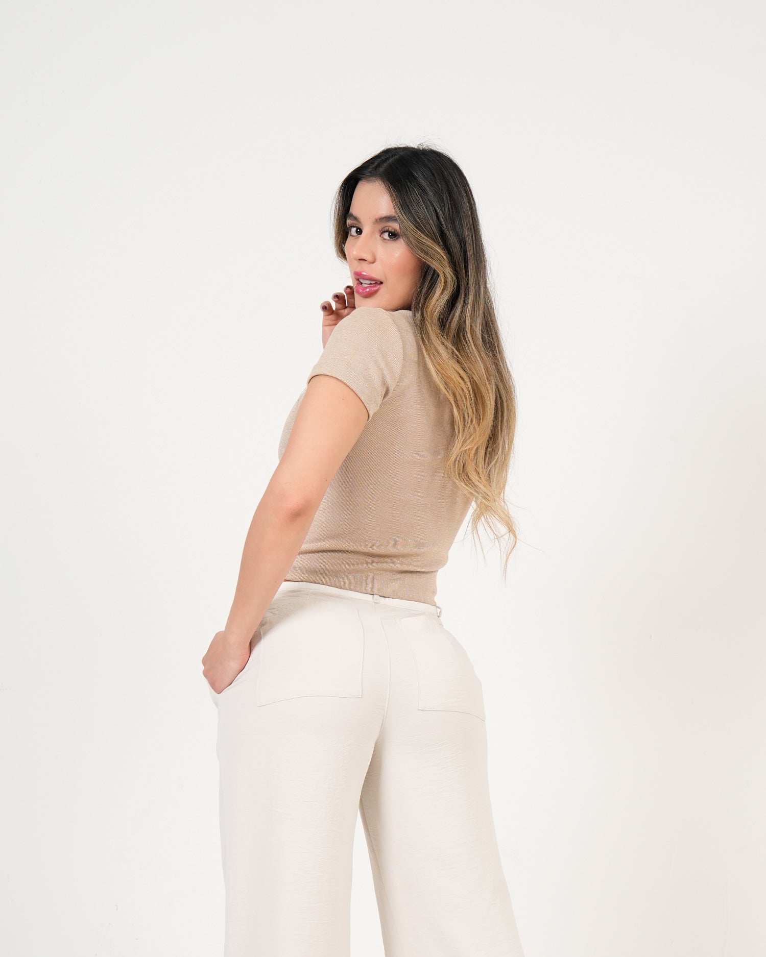 Blusa Ribbed Beige | Tejido Premium Acanalado