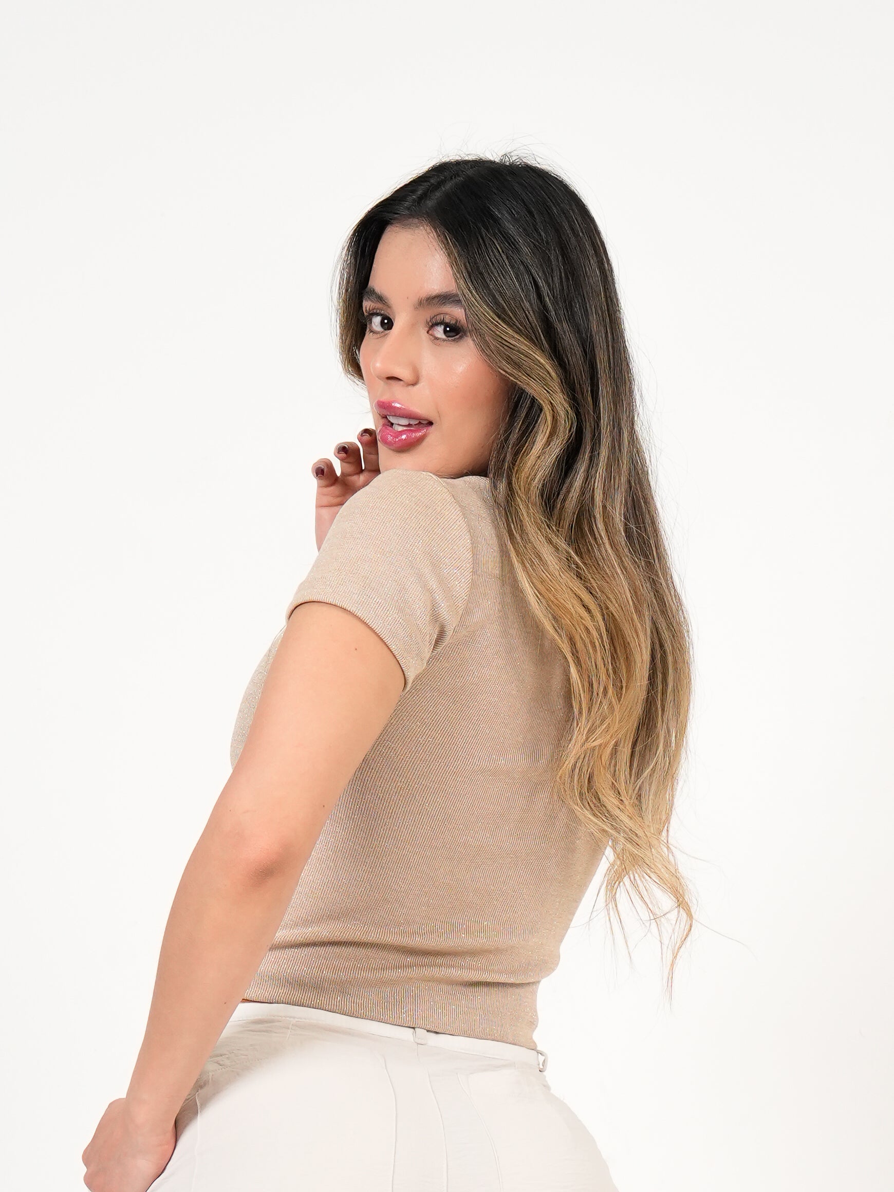 Blusa Ribbed Beige | Tejido Premium Acanalado