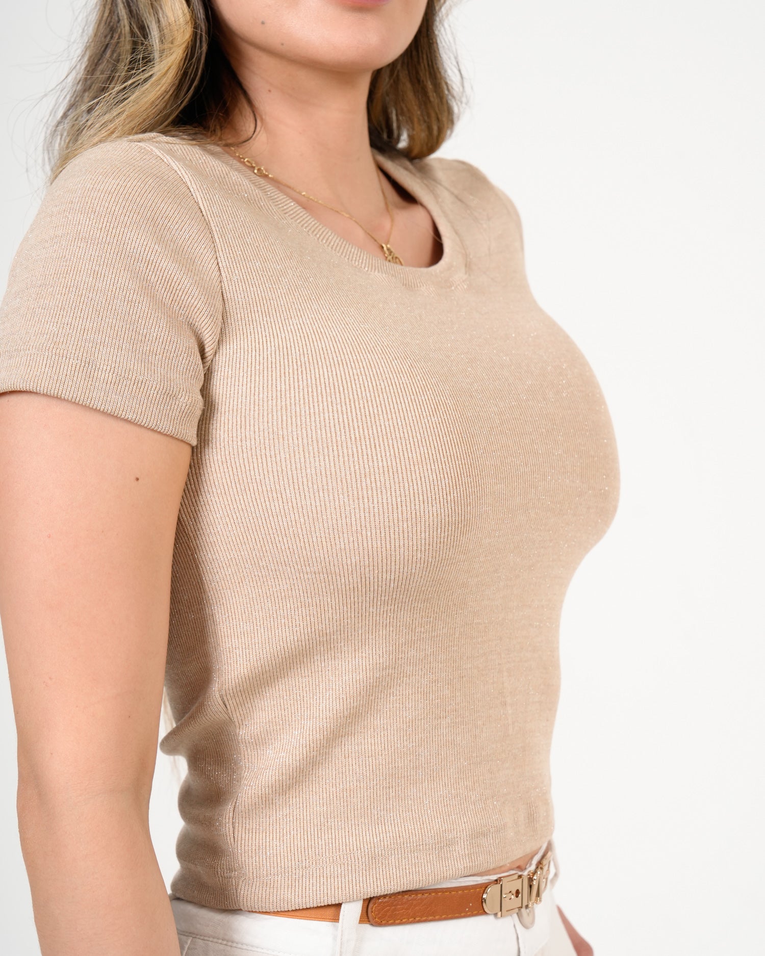 Blusa Ribbed Beige | Tejido Premium Acanalado